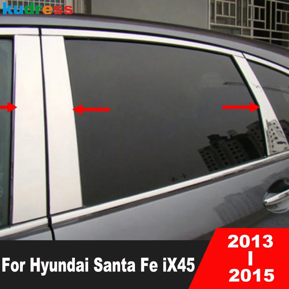 

Window Center Pillar Cover Trim For Hyundai Santa Fe ix 45 2013 2014 2015 Steel Car Middle B C Pillars Post Strips Accessories