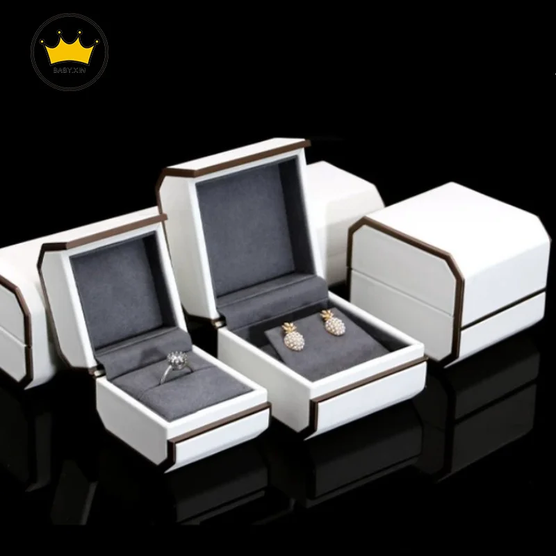 PU Leather Jewelry Box Ring Necklace Pendant Bracelet Bangle Storage Case Wedding Engagement Proposal Gift Packaging Box