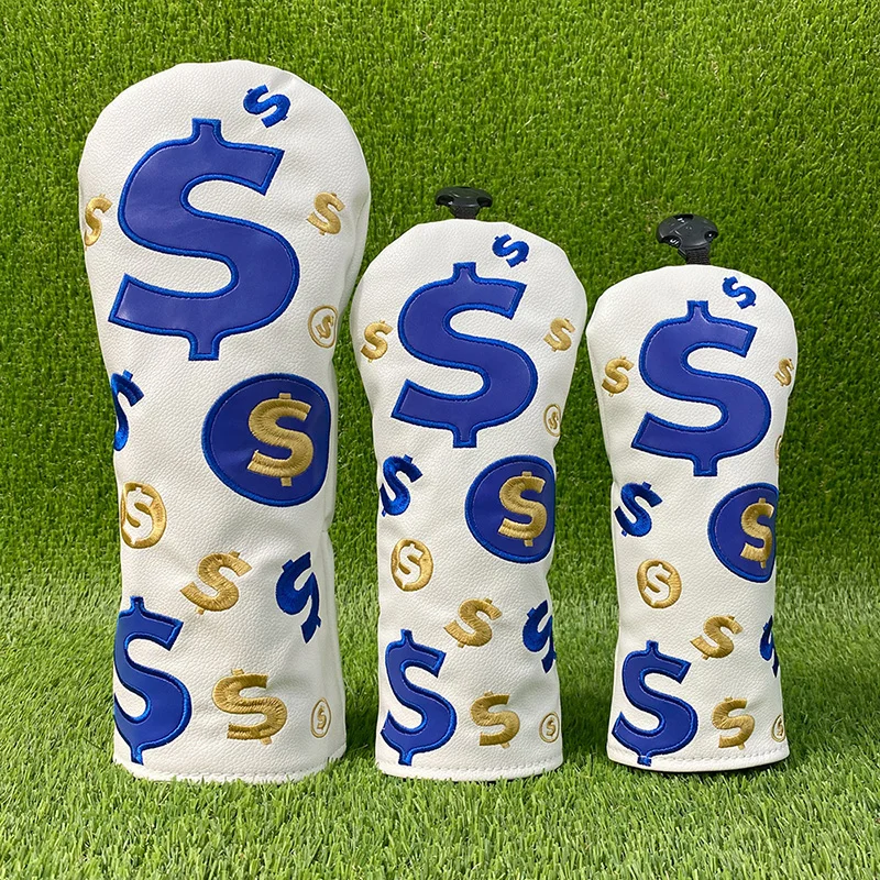 Golf Simplicity Embroidery Pattern Driver Head Covers Fairway Wood Head Covers Hybrid Head Covers Pu Leather Golf Accessories
