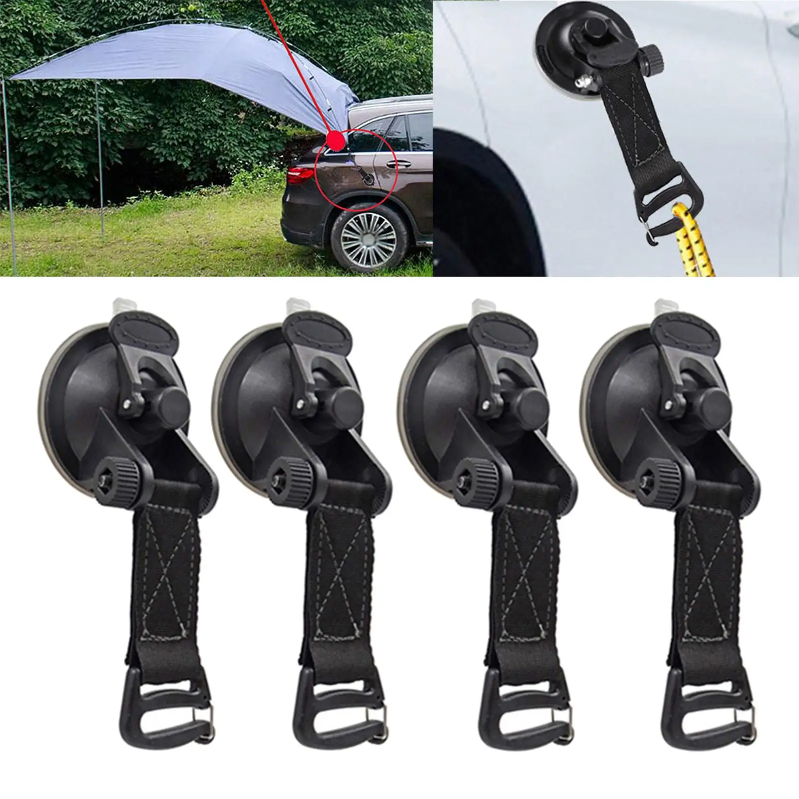 4Pack Suction Cup Anchor Lock Grip Securing Hook for Camping Tarp Canvas