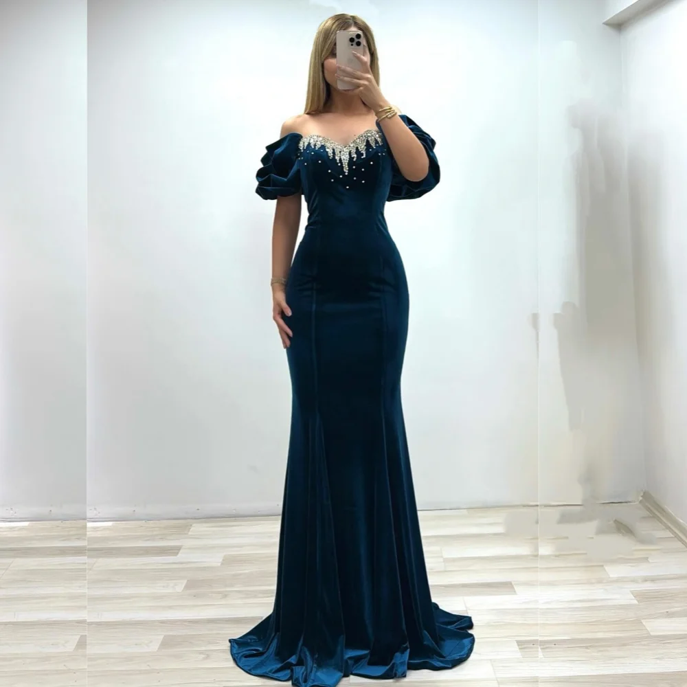 

Индивидуальные Charmeuse Rhinestone Темперамент Русалка с открытыми плечами длиной до пола, на заказ, женские роскошные вечерние платья