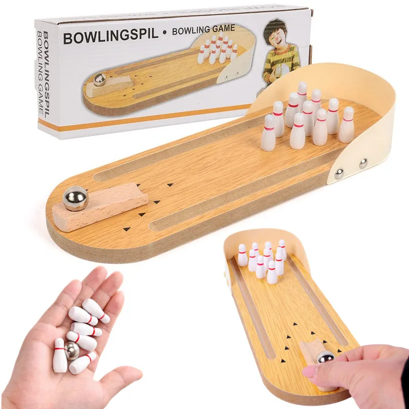 Children\'s  Bowling Board Sports Games Wooden Toys Mini Bowling Ball Infant Parent-Child Interactive Fun Toy Birthday Gift