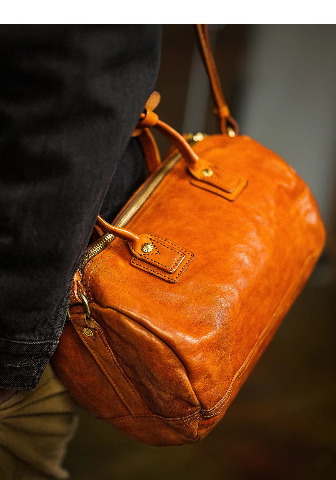 PNDME einfache Vintage-Hochwertige Herrenhandtasche aus erstklassigem Rindsleder für Wochenend-, Alltags- und Partyzwecke, luxuriöse Echtleder-Umhängetasche – Detail 6