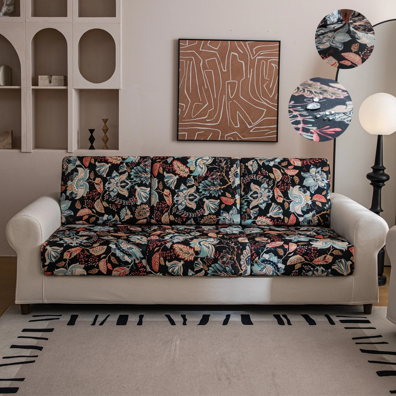 Boho Printed Water Repellent Couch Cover Elastic Sofa Cover for Living Room Pets Corner L Shaped Chaise Lounge Sofa Slipcover