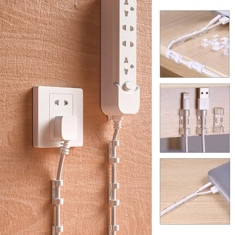 Picture 6: 20Pcs No-punch Cable Manager Wall Sticker Traceless Wire Storage, Fixed Self-adhesive Wire Clip, Network Cable Routing Artifact