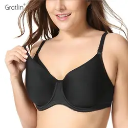 GRATLIN-Sutiã de Maternidade para Mulheres Grávidas, Underwire Acolchoado, Suporte de Sling Completo, Lactação, C, DD, E, F, G, H Cup, Plus Size