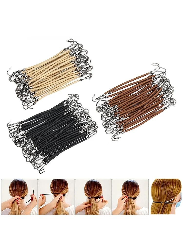 5 /10 /15/20Pieces Trendy Double Hooks Hair Band Rubber High Elastic Designed Hairtie Ponytail Headwear Women Accessory