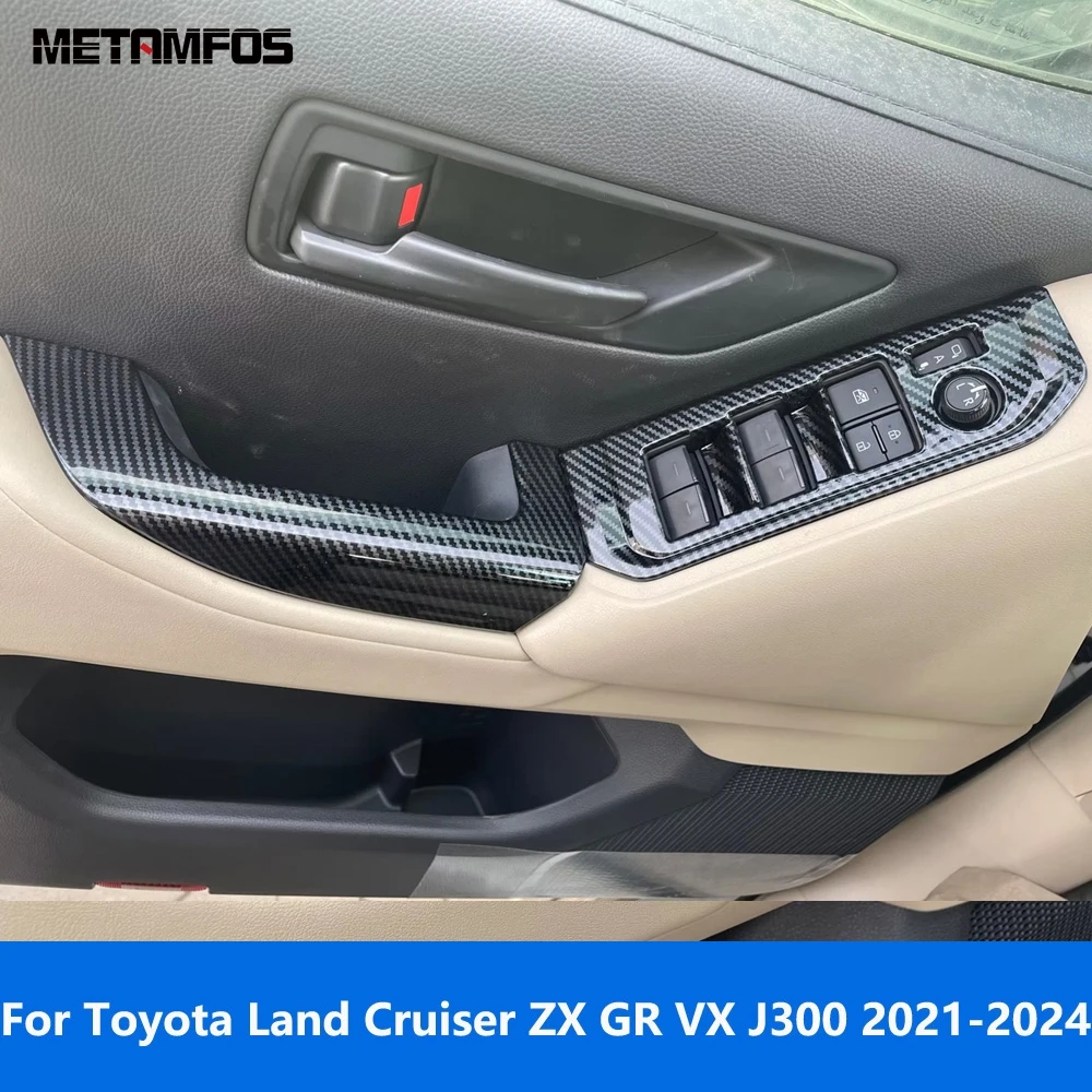 

Для Toyota Land Cruiser ZX GR VX J300 2021-2023 2024 крышка переключателя стеклоподъемника из углеродного волокна внутренняя отделка подлокотника рамка аксессуары