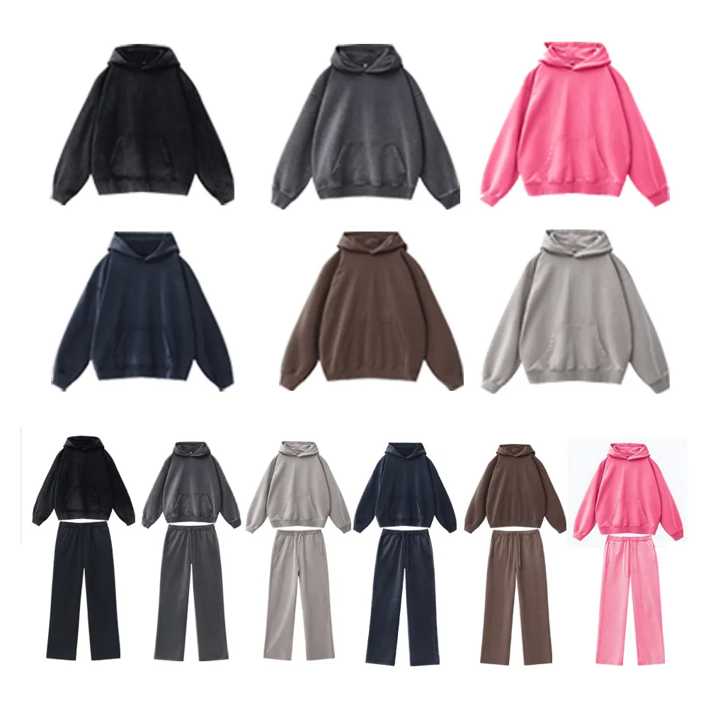 

Classic Mens Solid Color Tracksuit Hooded Sweatshirts Jogger Pants High Quality Women Cotton Casual Sports Hoodie Jogging Suit
