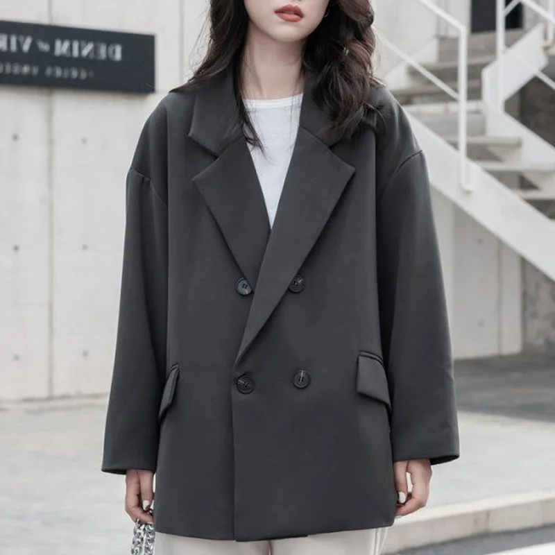 Blazers Woman Casual Daily Fashion Office Lady Autumn Korean Style Simple Ins Solid Long Sleeve Basic All-match Retro New Loose