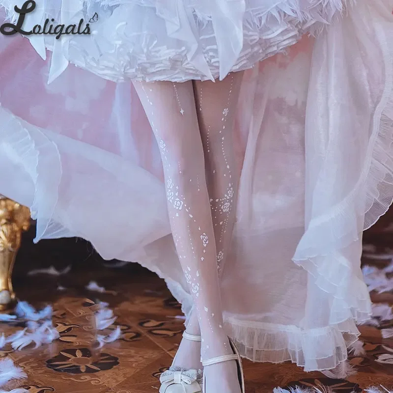 Yidhra-Collants Sweet Lolita transparents, collants de mariage, motif rose, été