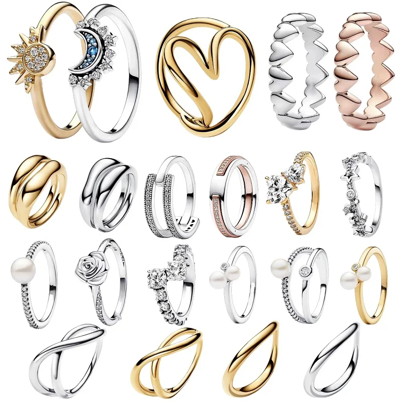 

Стерлингового серебра 925 пробы, мерцающее сердце Солнца, Луны, романтическая роза, пересекционное кольцо, женские свадебные модные роскошные ювелирные аксессуары