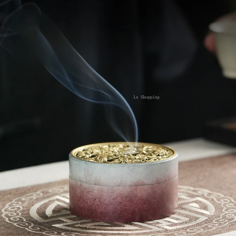 Brass Incense Burner/Hollow Carved Three-dimensional Peony Pattern/tea Room Study Yoga Meditation Purification Air Supplies