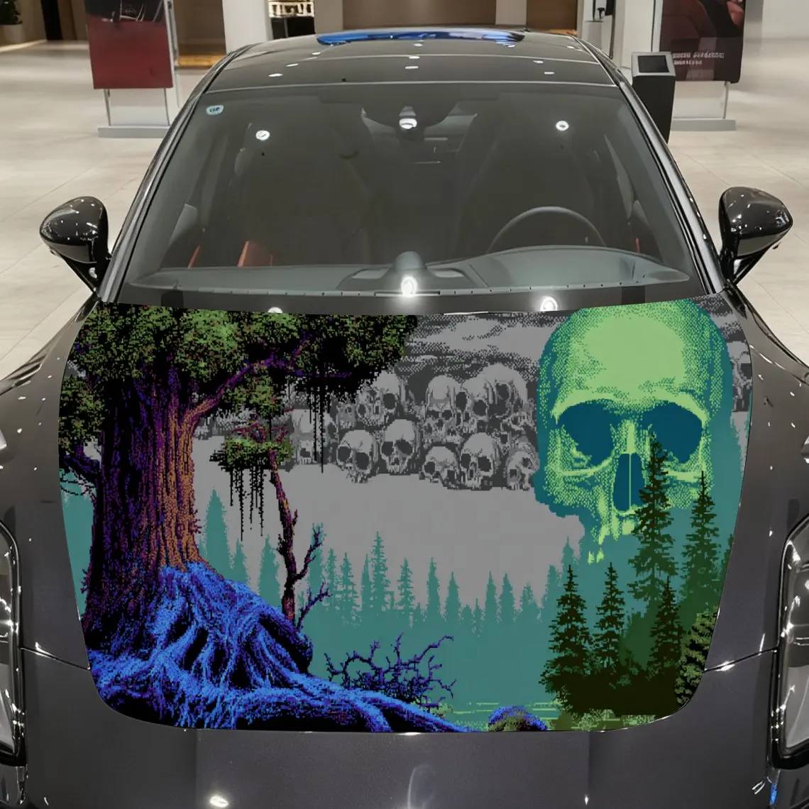 

Chilling Skull Forest Car Cover Sticker, Auto Hood Decal, Car Exterior Scratch Resistant Decal, Trendy Gift for Car Lovers, Eye-