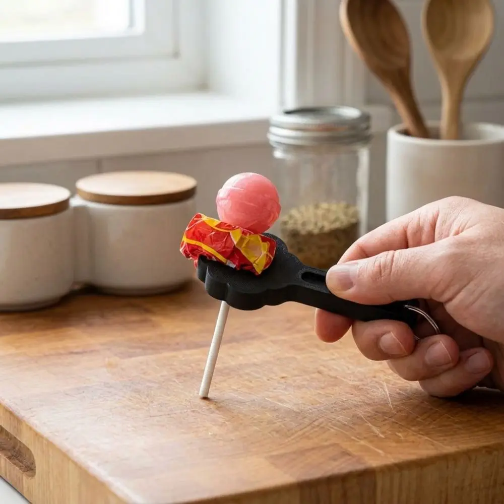 2Pcs Plastic Lollipop Opener with Keychain Scratch Resistant Integrated Candy Opening Key Ring Labor Saving 3D Printing