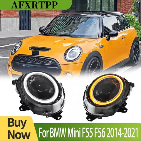 BMW 미니 F55 F56 2014-2021용 LED 헤드라이트, 풀 LED DRL 다이나믹 시그널 헤드 램프, 바이제논 빔 헤드램프 어셈블리