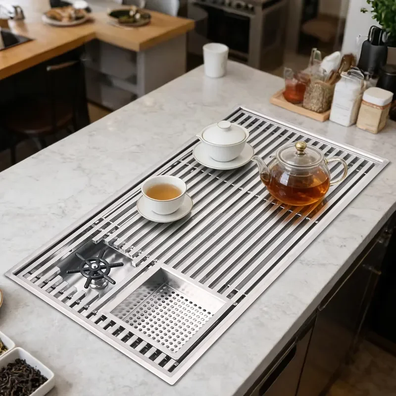 Stainless Steel Coffee Drip Tray with Drain Cup Washer Sink for Bar Cafe Brewing Tea Set Modern Design Durable Kitchen