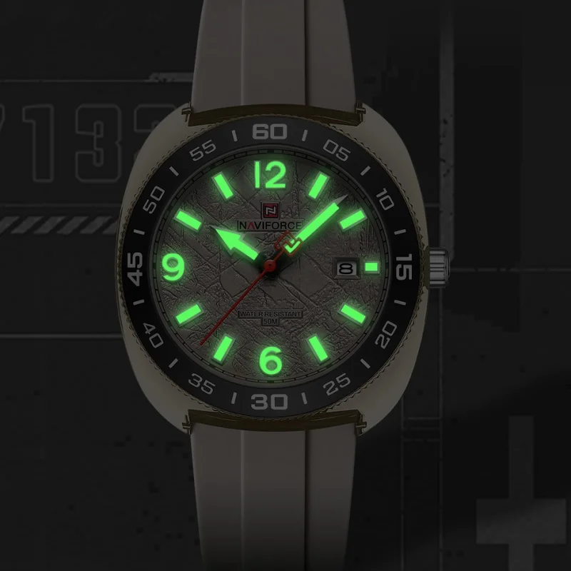 

NAVIFORCE Bussiness Men Sport Watch Trend Date Display Luminous Pointer 5ATM Waterproof Silicone Strap Men's Quartz Watch 2026