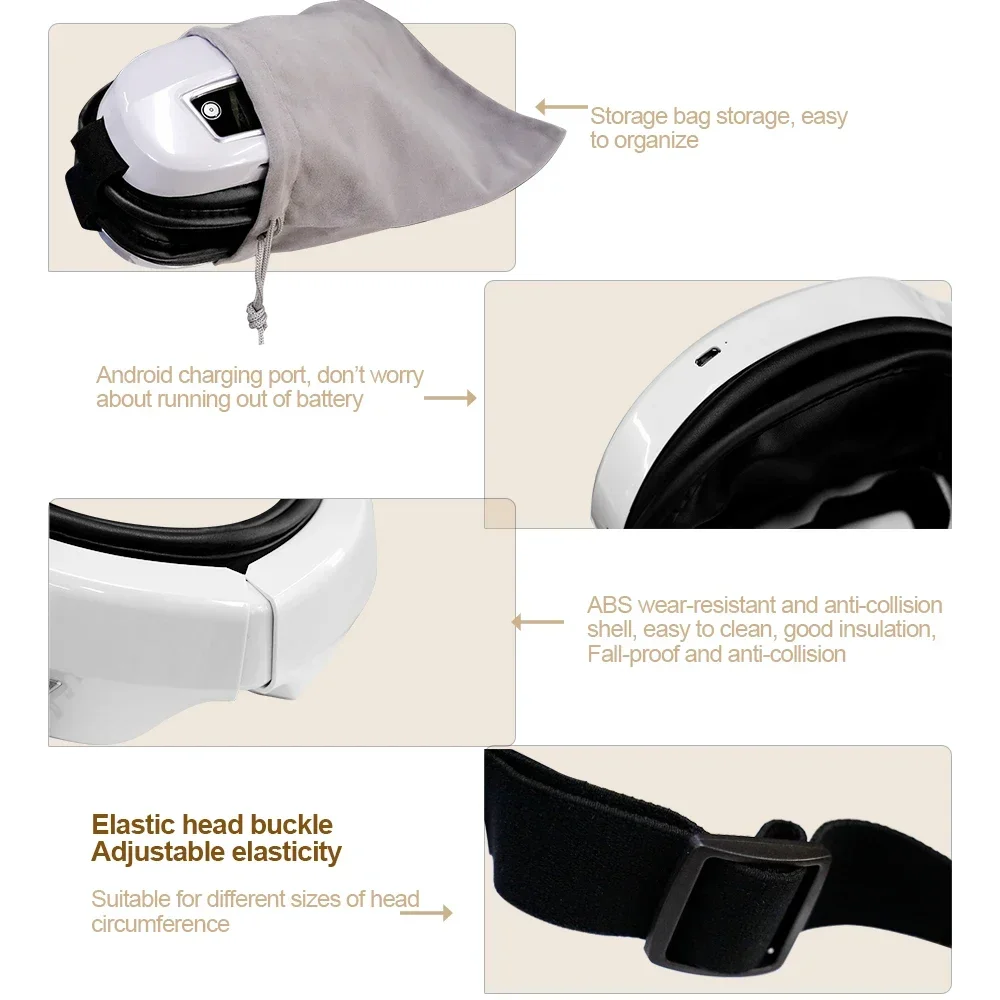 Smart Foldable Eye Massager Rechargeable Bluetooth Eye Mask Vibration Massage Relieve Fatigue Portable Eye Relax Care Device