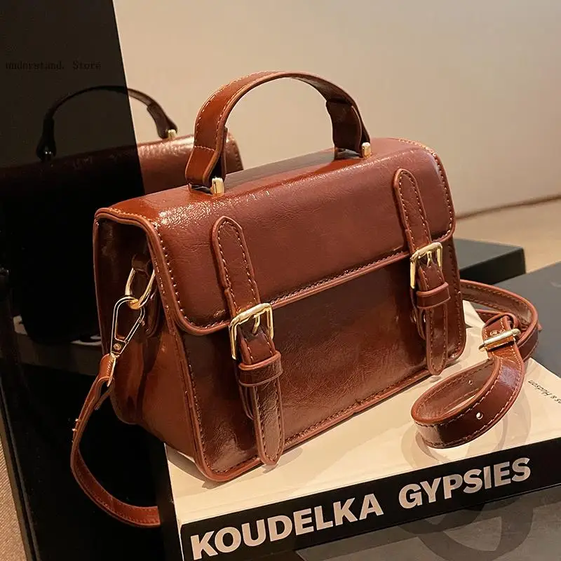 Pu Leather Ladies Totes Girl Messenger Bags Bolsas Femininas Brown Satchels Vintage Women Handbag Small Female Shoulder Bag