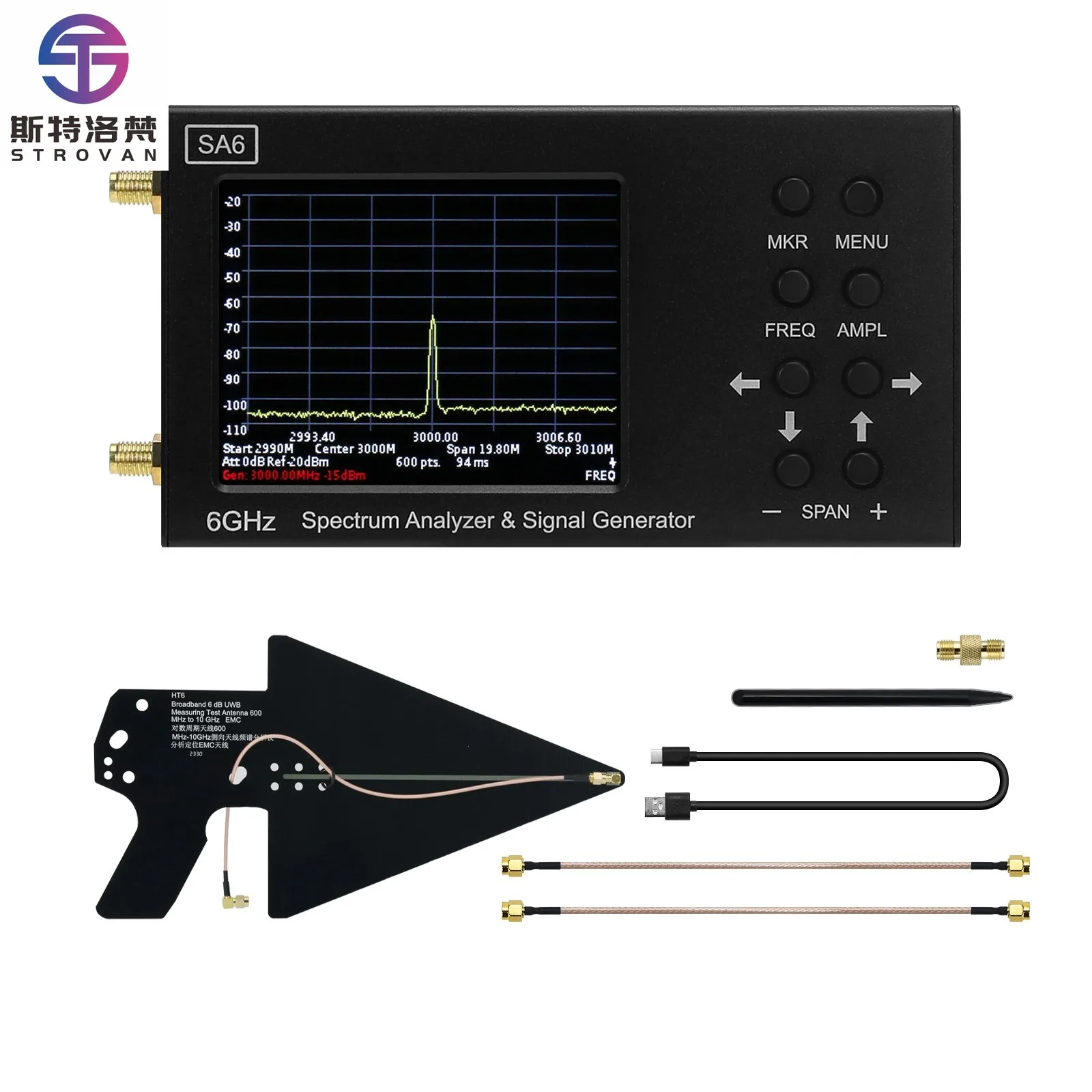 SSA6G 35MHz-6200MHz  Spectrum Analyzer  Multimeter Spectrum Explorer + HT6 Log Periodic Antenna