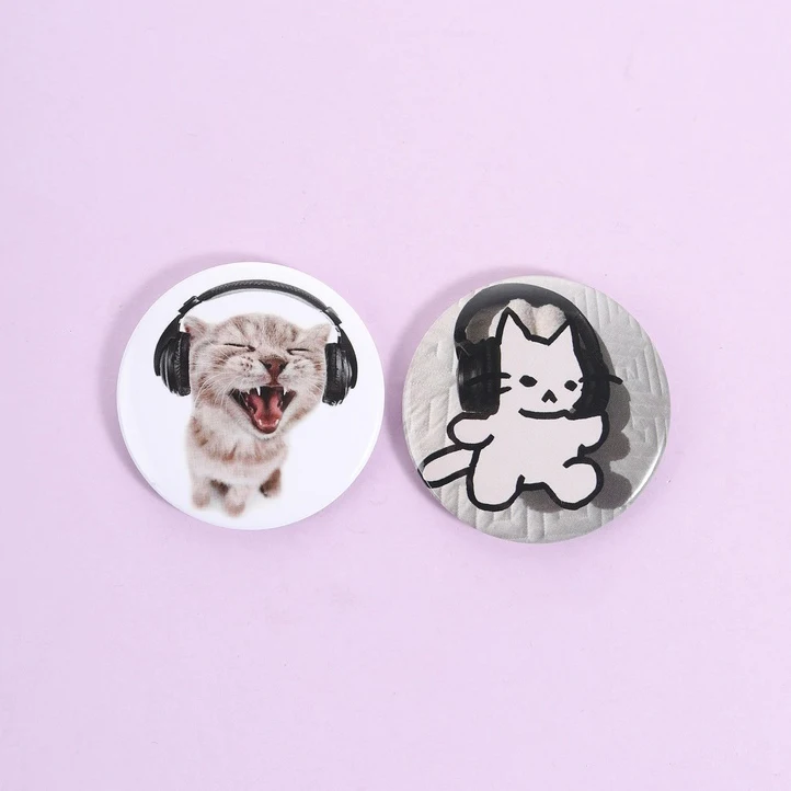 Music Lover Cat Dog Enamel Pins Headphone Animal Brooches Funny Pet Portrait Lapel Badges Gift For Girls