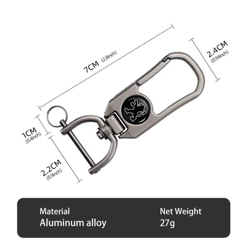 For Peugeot Car Keyring Leather Plaid Keychain Buckle Key Ring Chain Holder 307 308 206 207 208 407 508 5008 106 107 205 4008 view 6