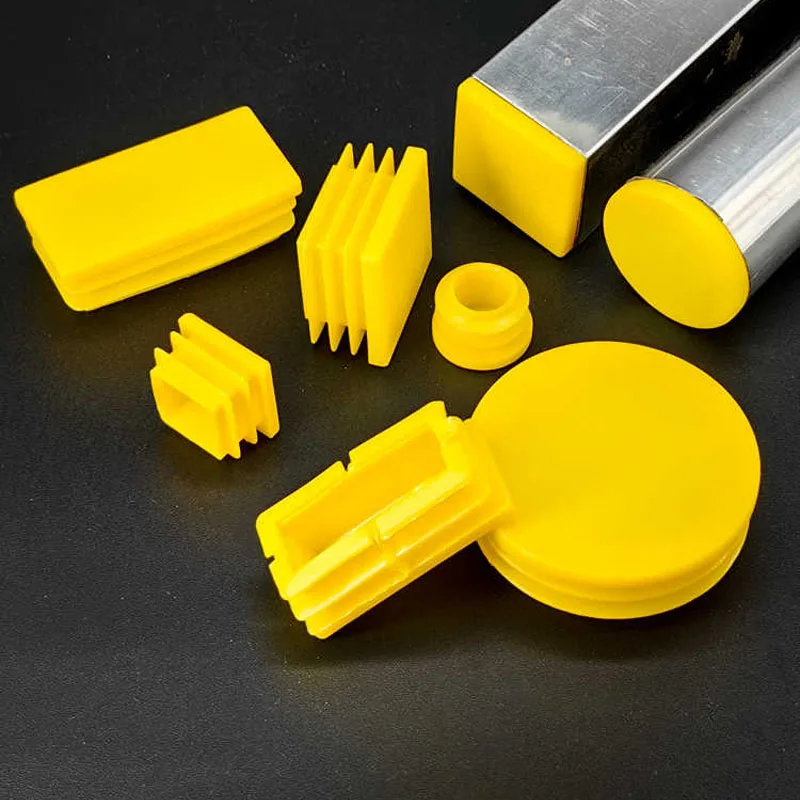 Yellow Square/Round Plastic Plug End Cap Furniture Leg Tube Insertion Plug Rubber Furniture Foot Pad Decoration Dust Cover