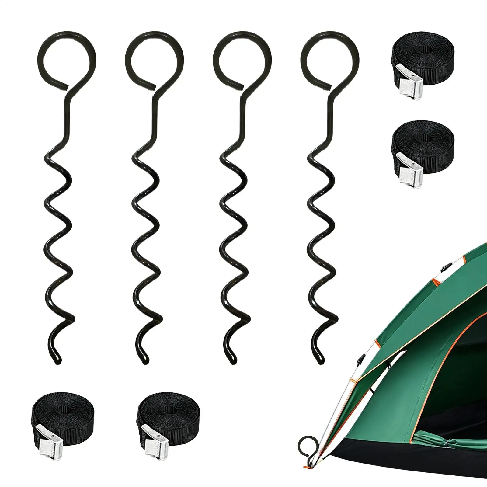 Tent Pegs Campsite Ground Nails 4Pieces Rustproof Outdoor Spiral Secure Tent Spikes Dog Stake Dog Leash Stake for Camping Garden