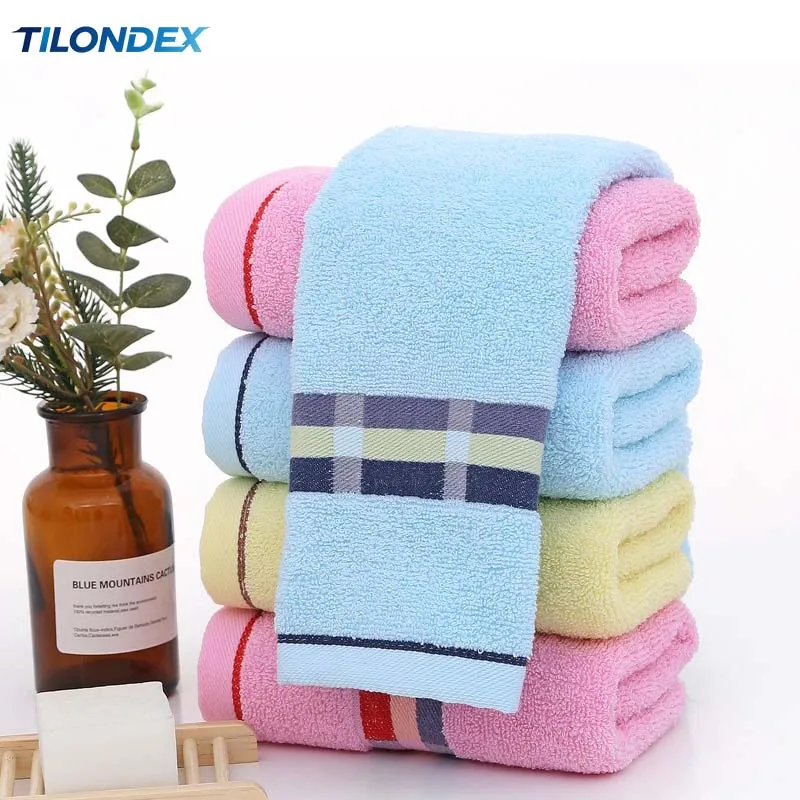 TILONDEX 1PC 35x75cm British Plaid Color Block 100% Cotton Face Towel Thick Soft Super Absorbent Hand Towel for Daily Use