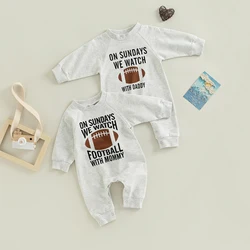 2022-09-09 Lioraitiin 0-18M Newborn Infant Baby Girl Boy Romper Letter No Sundays We Watch Football With Daddy Mommy Jumpsuit