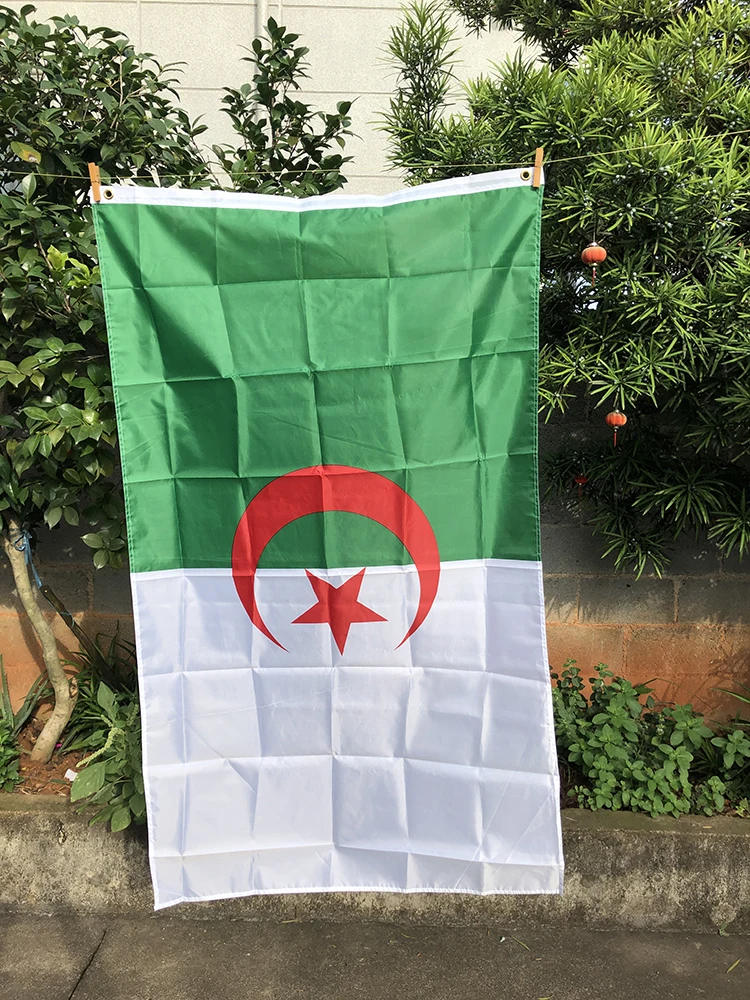 Z-ONE FLAG  Algeria Flag 90X150cm High Quality Hanging Polyester Vivid Color and UV Fade Resisitant-Algerian National Flag