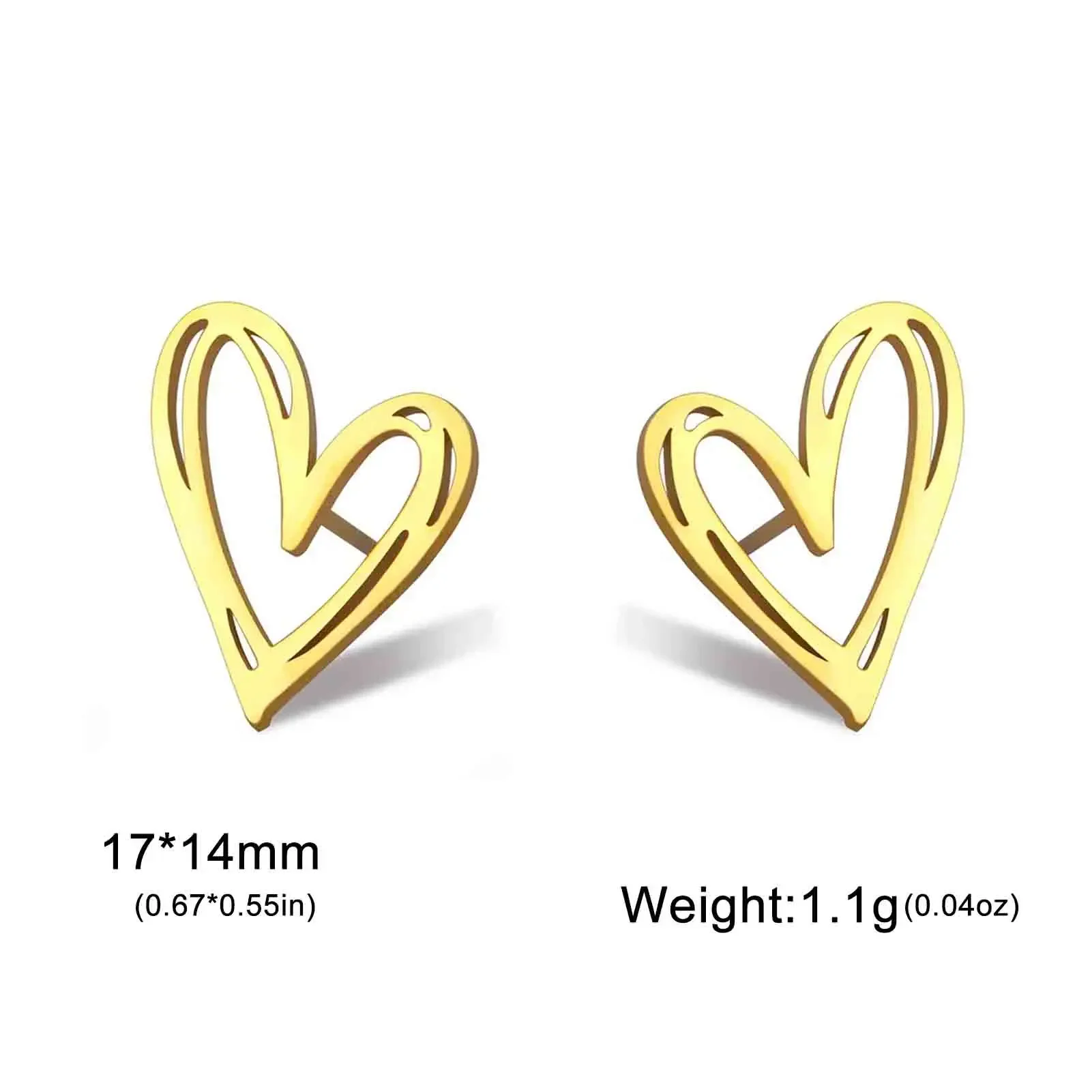 Cazador Cute Kpop Heart Stud Earrings for Women Girls Stainless Steel Gold Color Piercing Earrings Jewelry Christmas Gift 2024