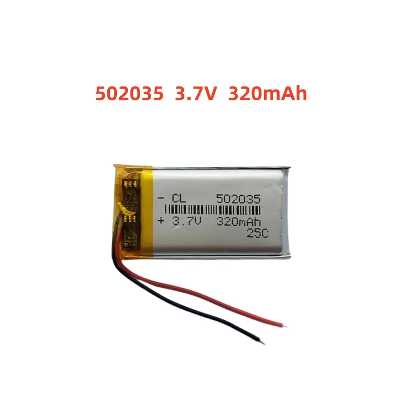 

3.7V 320mAh Li-Polymer Replacement Li Lipo Battery 502035 JST 2Pin 1.0/1.25/1.5/2.0/2.54mm Connector For GPS Camera LED