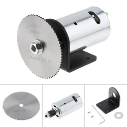 24V 555 Motor Table Saw Kit Gear Motor with Ball Bearing Mounting Bracket and 60mm Saw Blade for Woodworking Cutting / Engraving