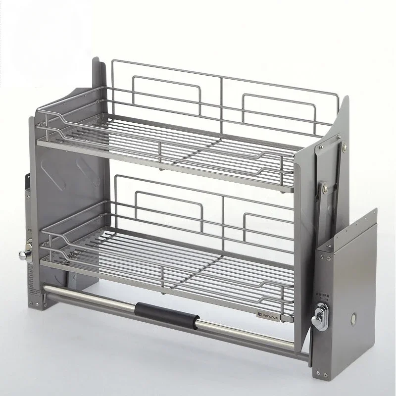 manufacturer adjustable nano plating pull down kitchen cabinet lift basket