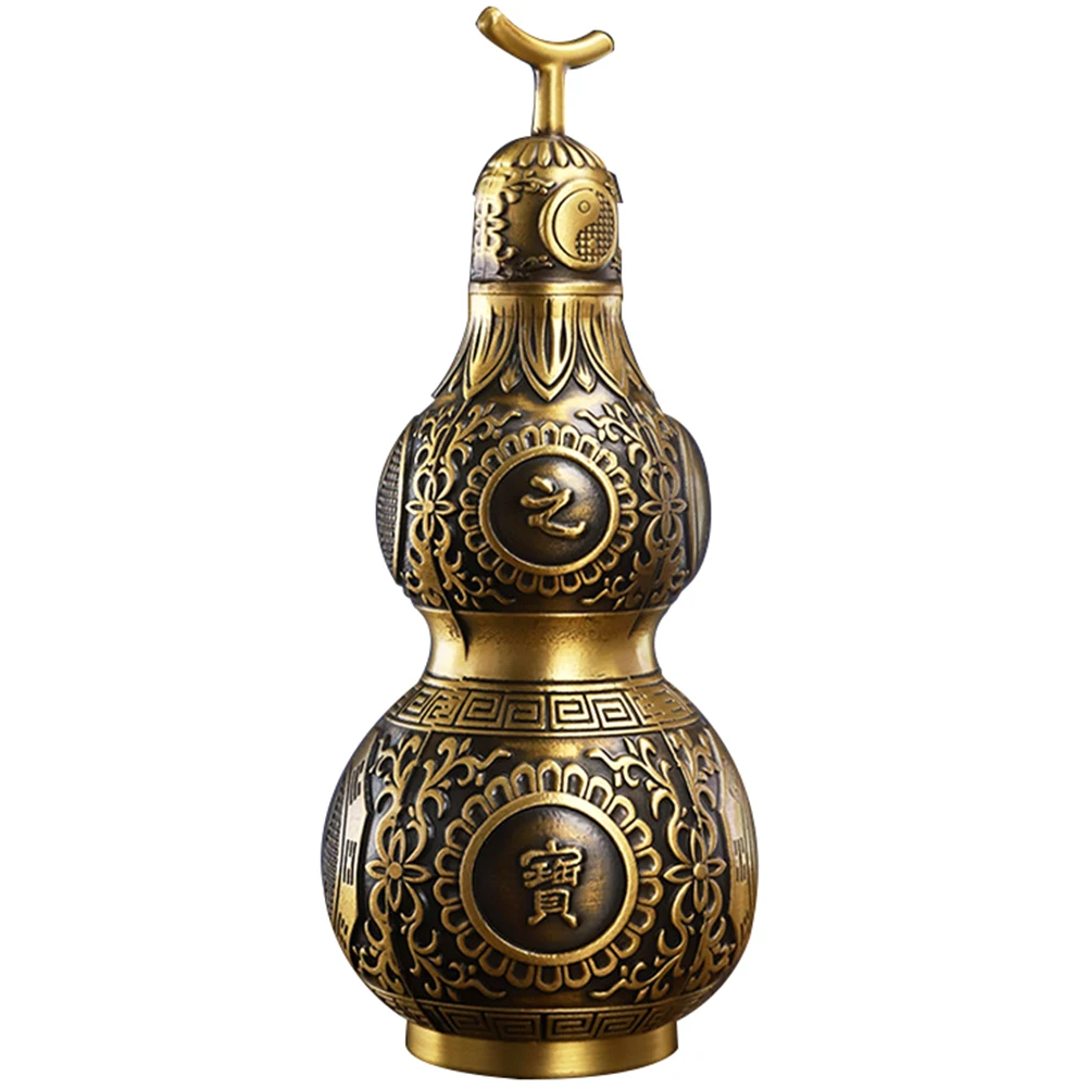 Brass Gourd Statue Office Gourd Decor Bedroom Gourd Craft Car Gourd Ornament Cucurbit Figure Sculpture Storage Box