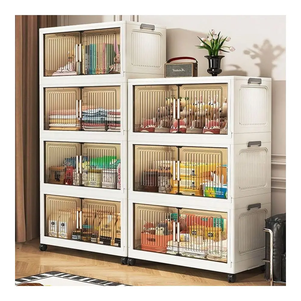 

Storage Cabinet, No Installation Required, Simple Wardrobe, Bedroom Toy, Snack, And Clothing Storage Cabinet, Transparent Multi