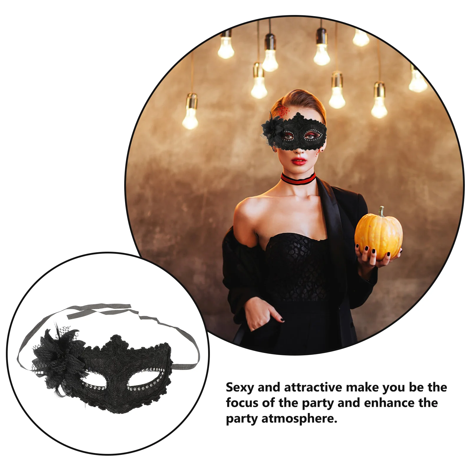 Halloween Half Women Face Mask Inflatable Costume Cosplay Prop Fun Lace Masks and