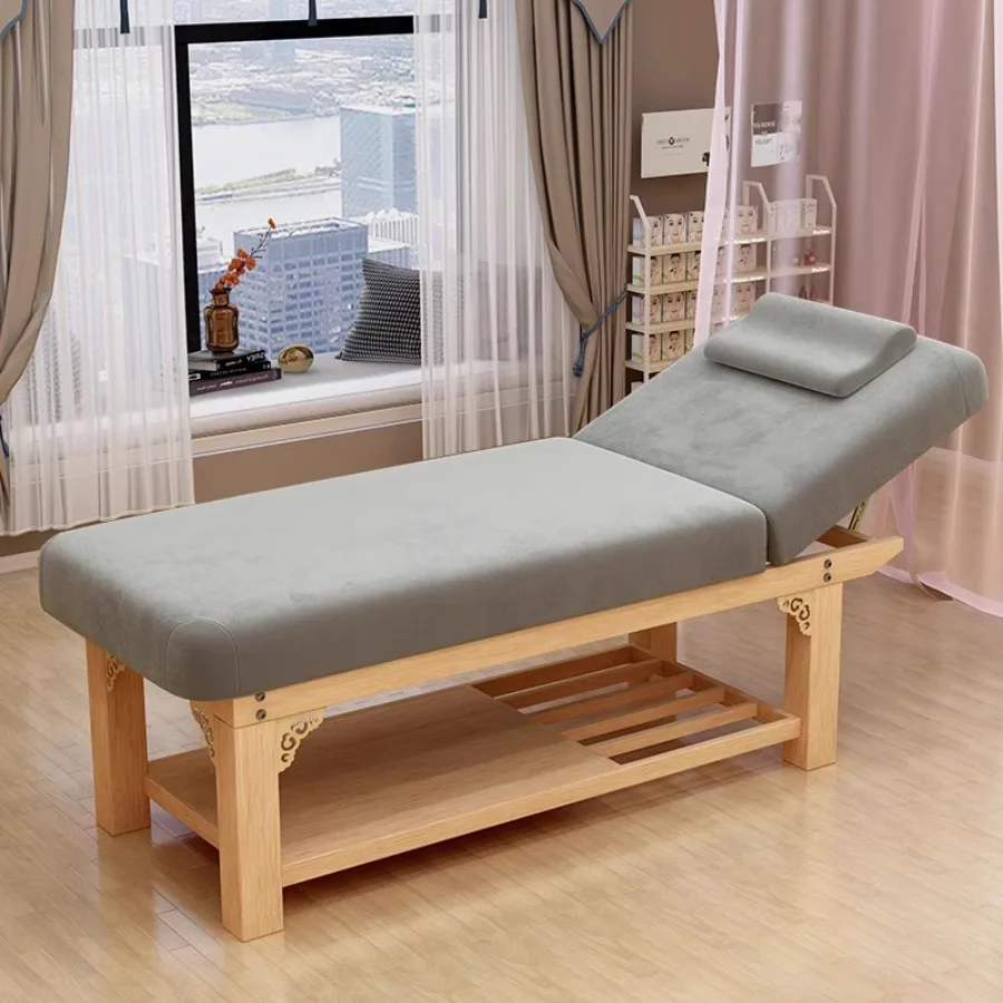 Wipeable Massage Table Topper Professional Adjustable Leg Wood Massage Table Neck Support Matrass Pillow Camilla Masaje Spa Bed