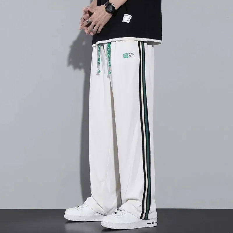 Summer Ice Silk Long Pants For Men Outdoor Invisible Zipper Breathable Thin Sports TrousersTrendy Versatil