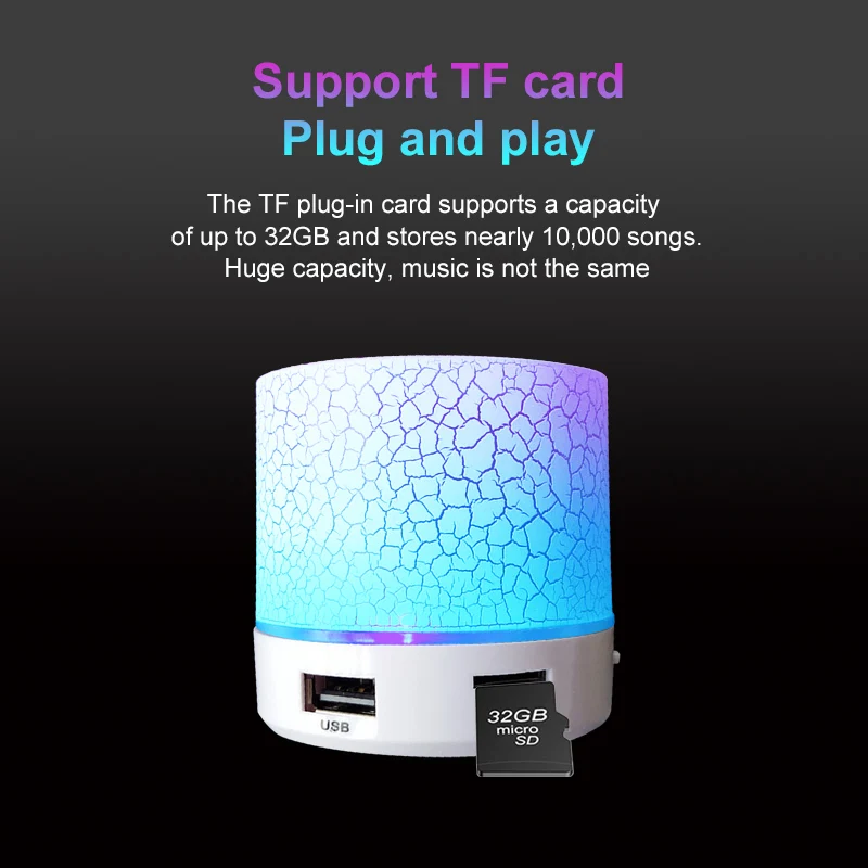 Wireless Mini Speaker Wireless Speaker Multicolour LED TF Card USB Subwoofer Portable Ambient Speaker Holiday Gift image 5