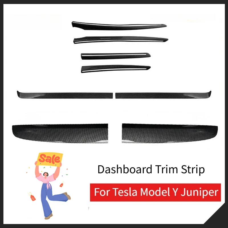 

Dashboard Trim Strip for Tesla Model Y Juniper 2025 Launch Center Console Panel Sticker Cover Carbon Fiber ABS Car Accessories