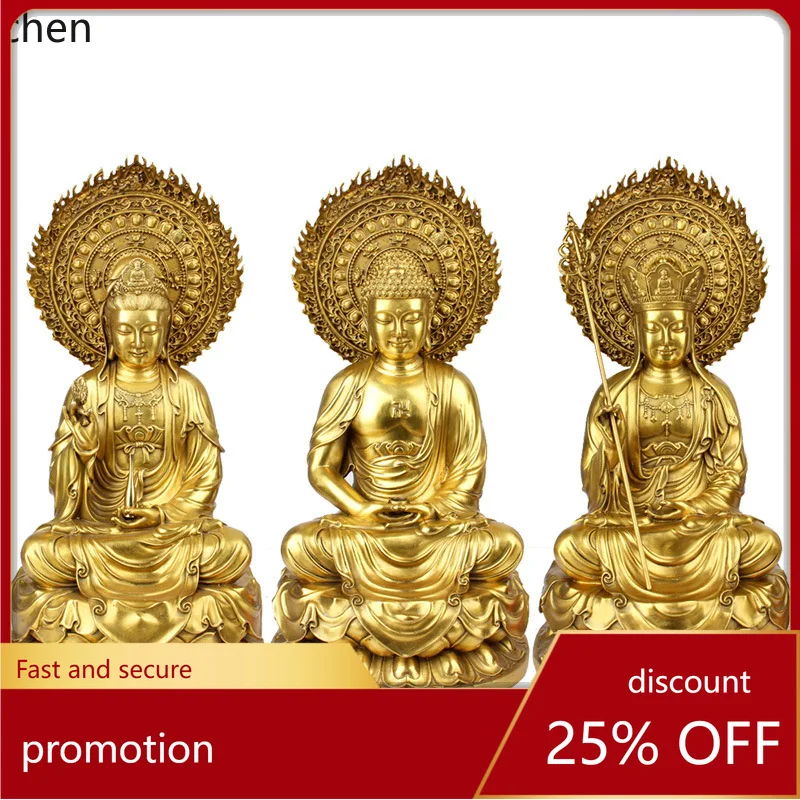 Cz1 copper swaying three saints ornaments backlit willow branch guanyin sakyamuni ornaments