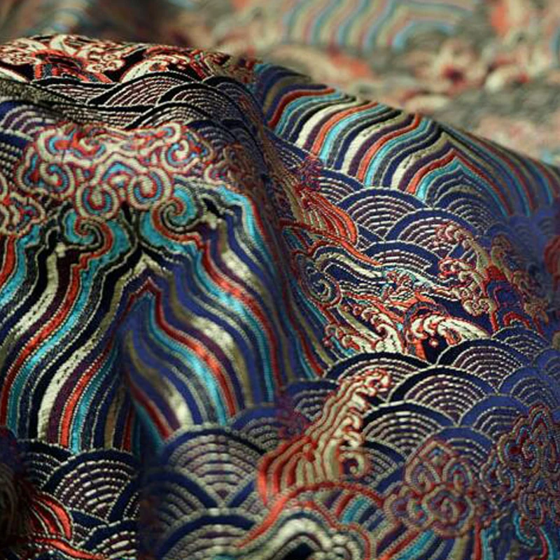 

1/2/3/4 Meter Retro Chinese Style Satin Brocade Fabric Luxury Peacock Embroidery Fabric Diy Cheongsam Kimono Apparel Material