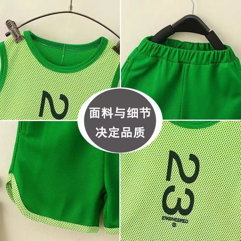 Boys Tank Top Set 2023 New Fashionable Baby Summer Quick Drying Clothes Tide Childrens Raspy And Handsome Sports Two Piece Set