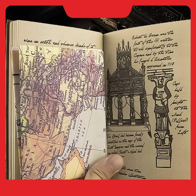 مجلة مذكرات الكأس إنديانا، مجلة مذكرات إنديانا غريل، دعائم مذكرات إنديانا الكأس المقدسة، مجلة جلدية عتيقة حوالي 17 × 10 سم