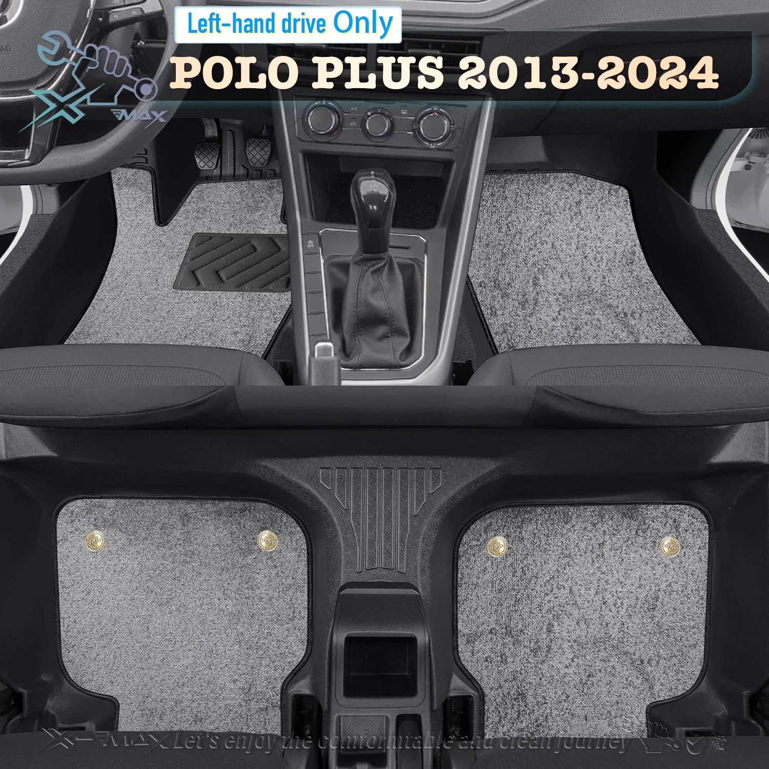 

Left-hand Drive Car Floor Mat For VW POLO PLUS 2013-2024 Full Surround Foot Mat Automotive Floor Mat Interior Floor Liner