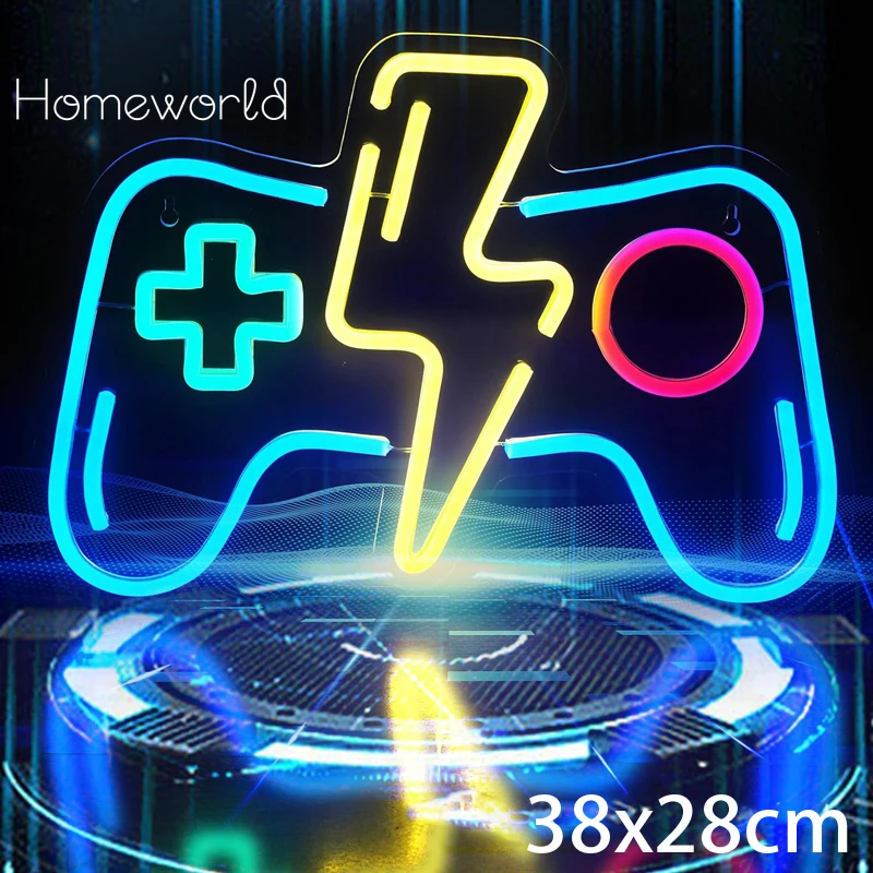 Game Neon Sign Light for Game Room Handle Neon Light Wall Decor Gamer Teen Shop Internet Cafes Party Birthday Gift