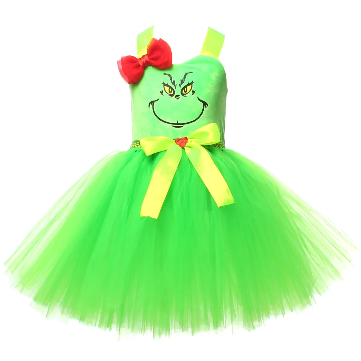 Green Monster Costume for Girls Christmas Halloween Party Dresses Girl Tutu Dress Fancy Dress Up Baby Birthday Outfit - view 3